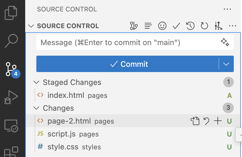 Git in VSCode Explorer
