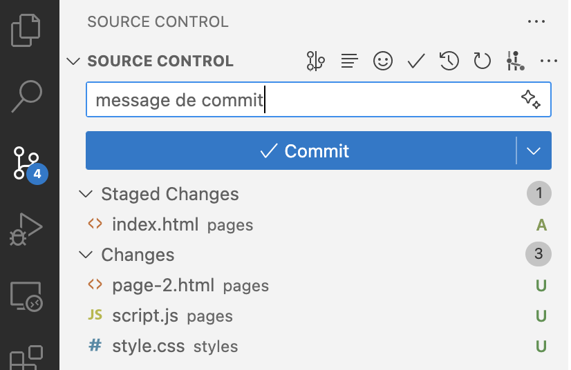 Git in VSCode Explorer