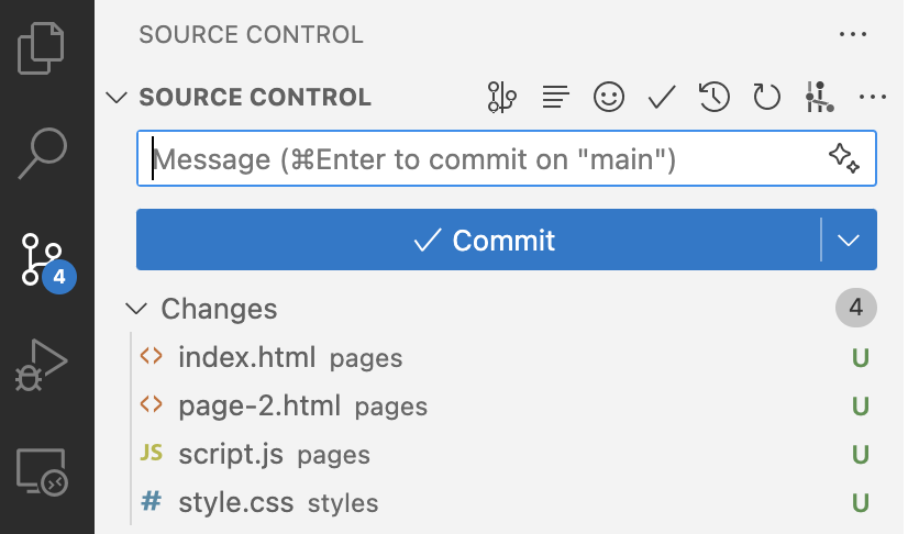 Git in VSCode Explorer